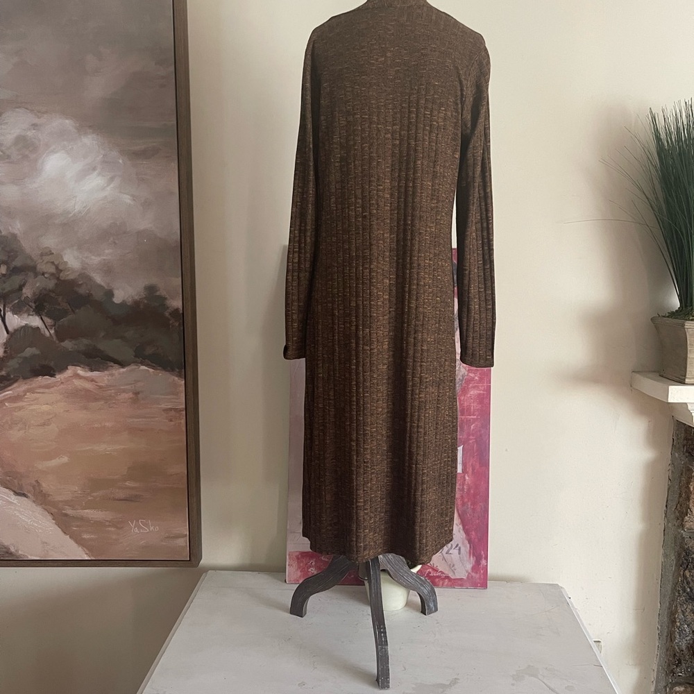 Lisa Rinna Collection Brown Ribbed Duster - Picture 2 of 5